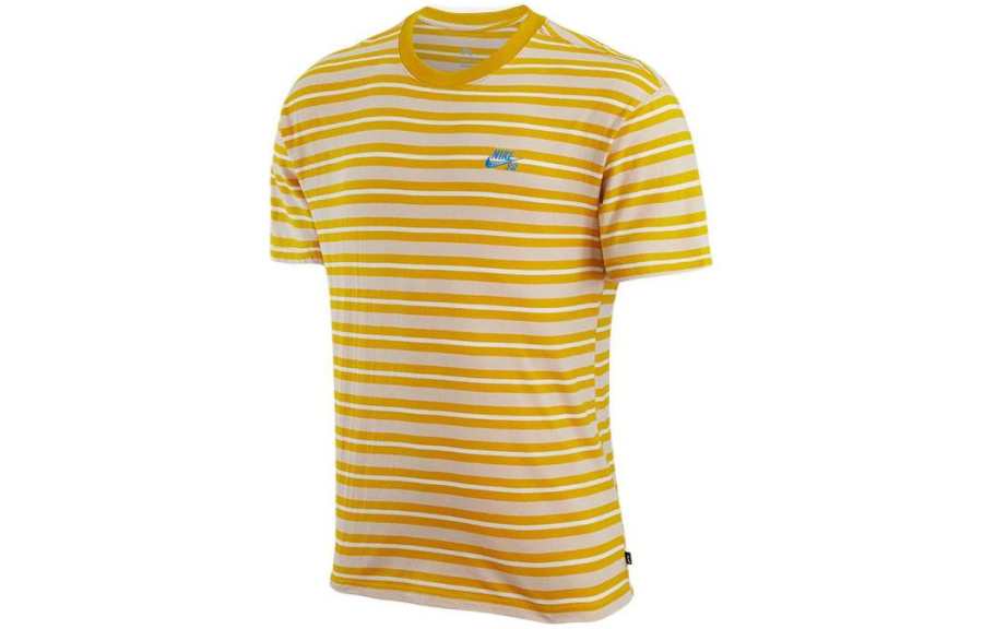 Nike Nike T Shirts Men's Yellow Crew Neck Moderate Straight Fit