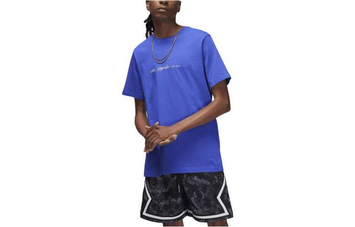 Jordan Jordan Sport T Shirts Men's Blue Crew Neck Moderate Straight Fit