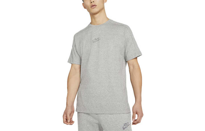 Nike Nike T Shirts Men's Gray Crew Neck Moderate Straight Fit