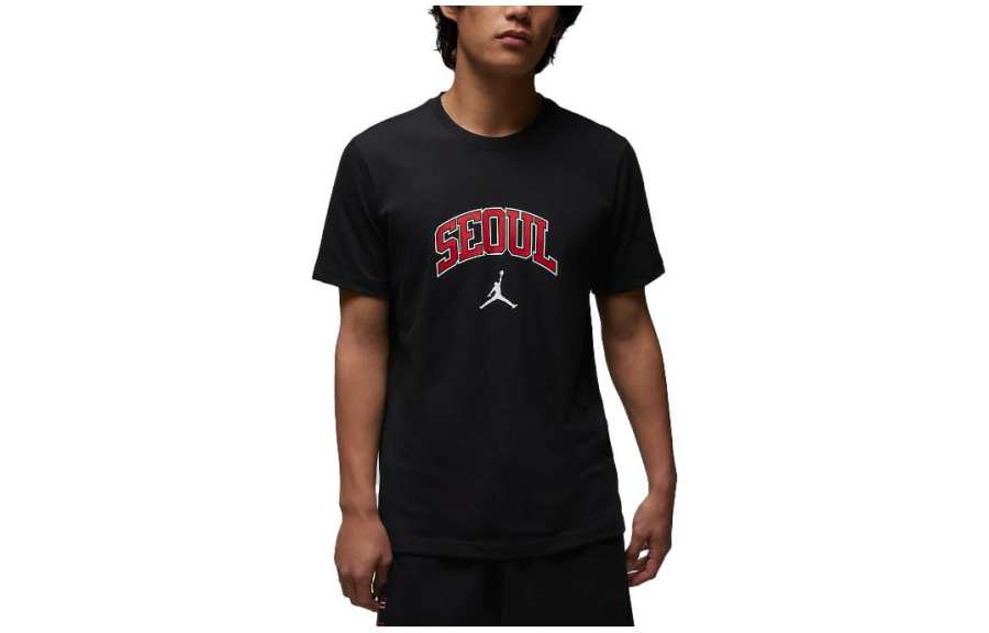 Jordan Jordan T Shirts Men's Black Crew Neck Moderate Straight Fit