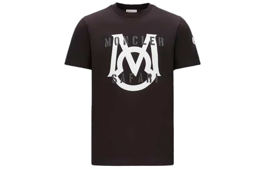Moncler T Shirts Men's Black Crew Neck Moderate Straight Fit