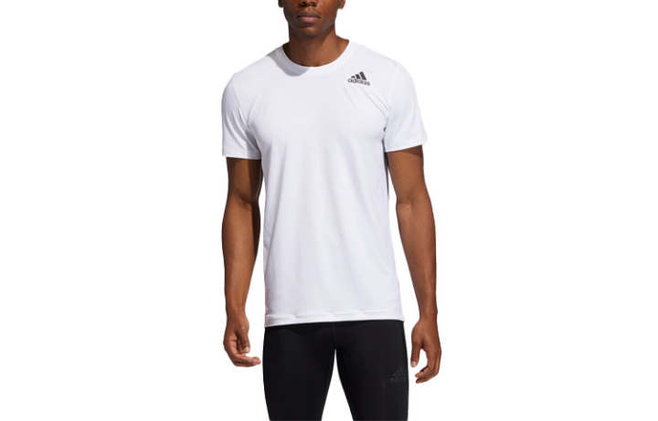 Adidas Adidas T Shirts Men's White Crew Neck Moderate Straight Fit
