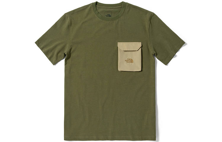 THE NORTH FACE T Shirts Men's Green Crew Neck Moderate Straight Fit