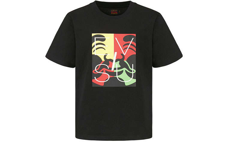 EVISU T Shirts Men's Black Crew Neck Moderate Straight Fit