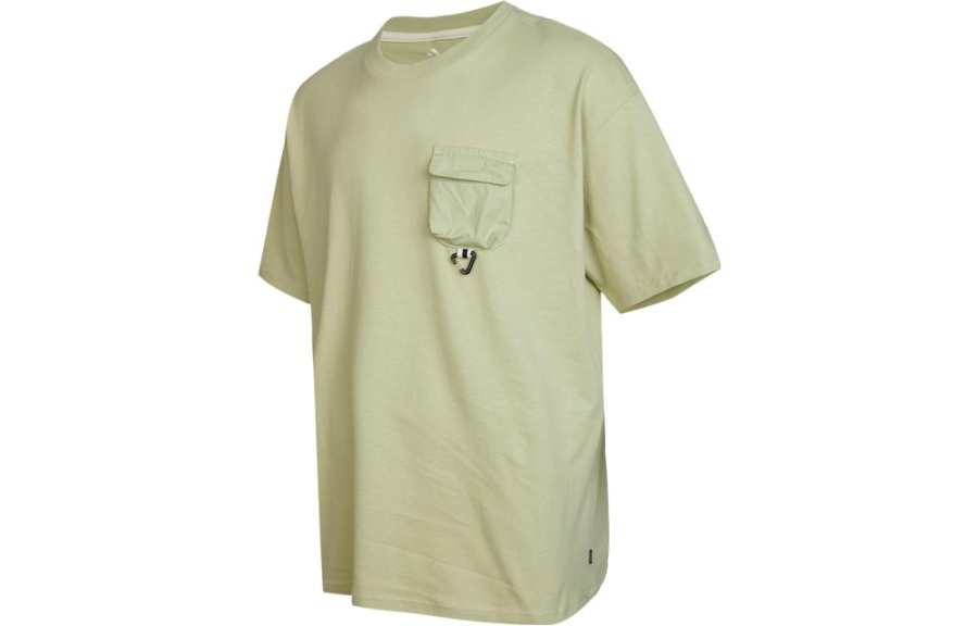 Converse T Shirts Men's Light Green Crew Neck Moderate Straight Fit
