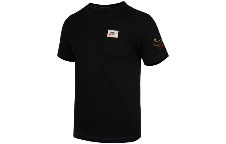 Nike Nike T Shirts Men's Black Crew Neck Moderate Straight Fit
