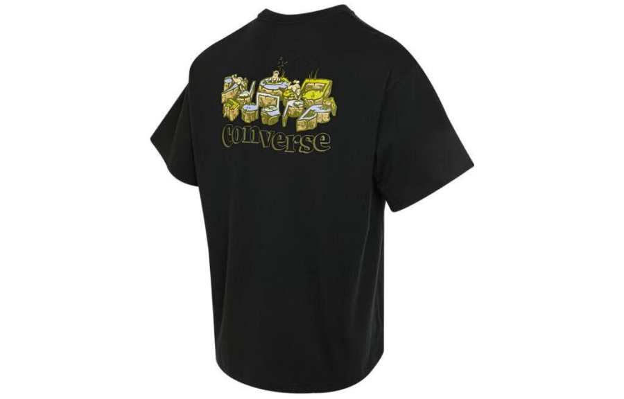Converse T Shirts Men's Black Crew Neck Moderate Straight Fit