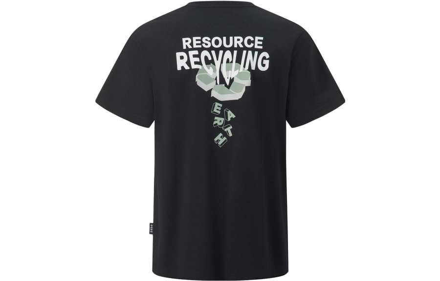 Li-Ning Li Ning T Shirts Unisex Black Crew Neck Moderate Straight Fit