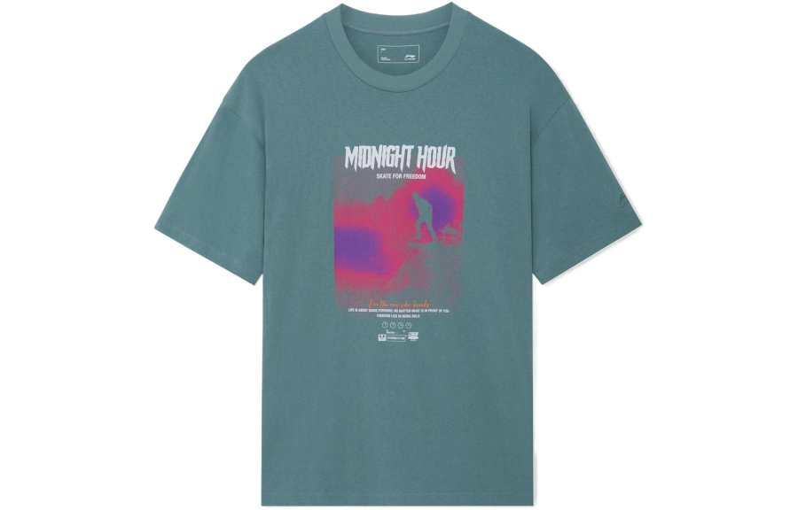 Li-Ning Li Ning Skateboard T Shirts Unisex Crew Neck Moderate Straight Fit