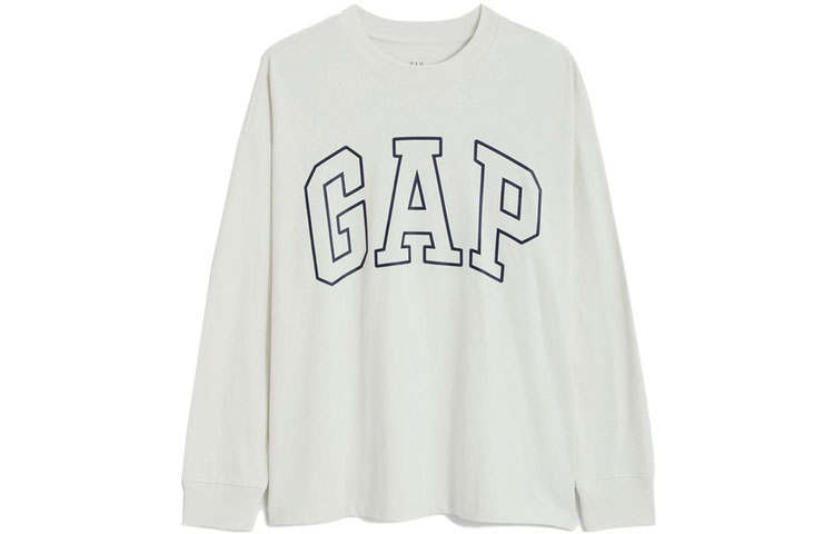GAP T Shirts Unisex Gray White Crew Neck Moderate Straight Fit