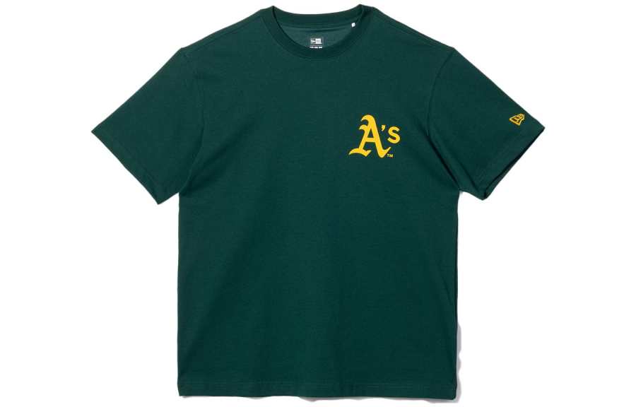 New Era T Shirts Unisex Green Crew Neck Moderate Straight Fit