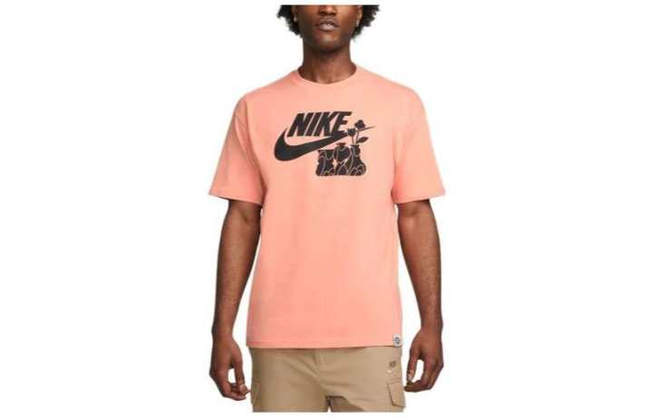 Nike Nike T Shirts Men's Pink Crew Neck Moderate Straight Fit
