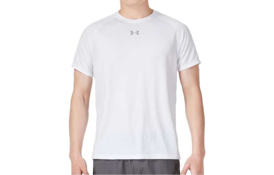 Under Armour T Shirts Men's White Crew Neck Moderate Straight Fit