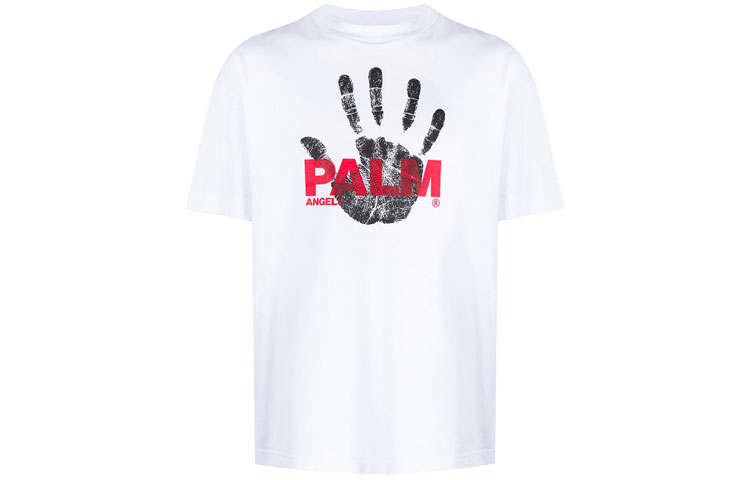 PALM ANGELS T Shirts Men's White Crew Neck Moderate Straight Fit