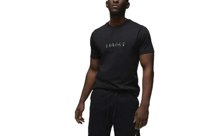 Jordan Jordan T Shirts Men's Black Crew Neck Moderate Straight Fit