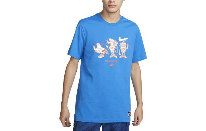 Nike Nike T Shirts Men's Blue Crew Neck Moderate Straight Fit