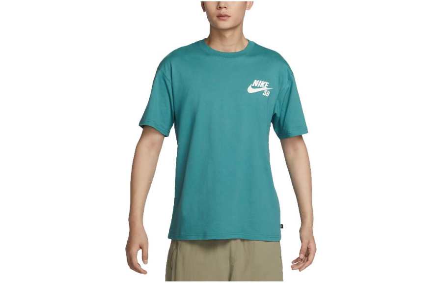 Nike Nike T Shirts Men's Dark Cyan Crew Neck Moderate Straight Fit