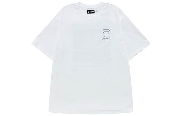 FILA FUSION T Shirts Men's Standard White Crew Neck Moderate Straight Fit