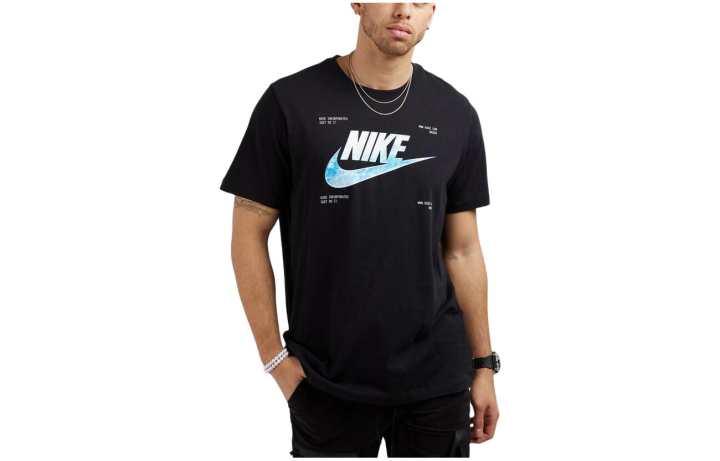 Nike Nike T Shirts Men's Black Crew Neck Moderate Straight Fit