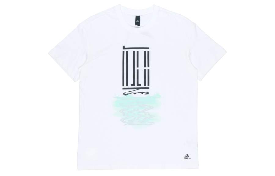 Adidas Adidas T Shirts Men's White Crew Neck Moderate Straight Fit