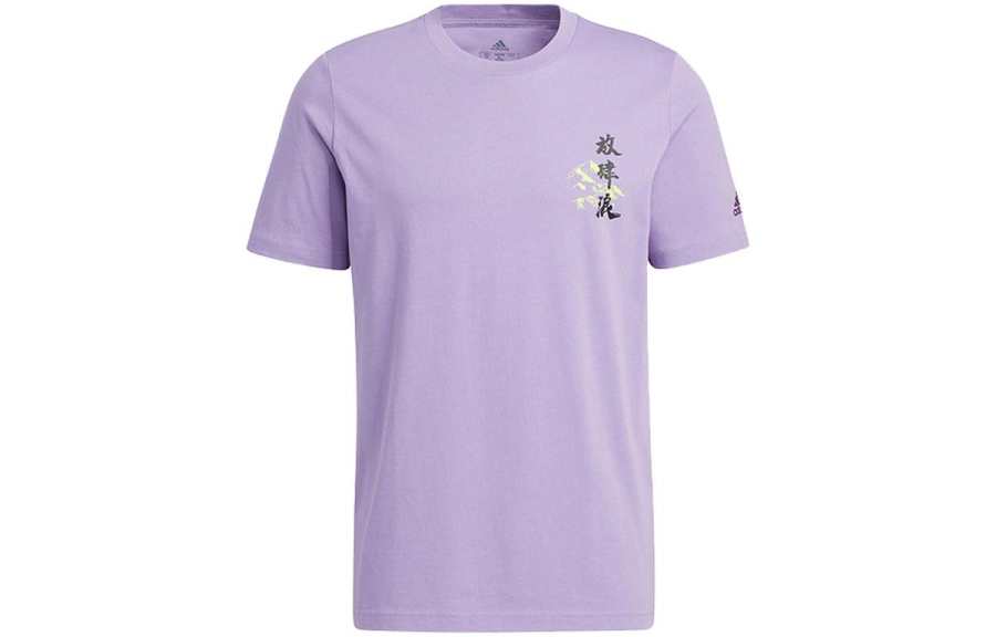 Adidas Adidas T Shirts Men's Purple Crew Neck Moderate Straight Fit