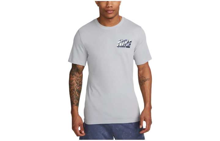 Nike Nike T Shirts Men's Slate Gray Crew Neck Moderate Straight Fit