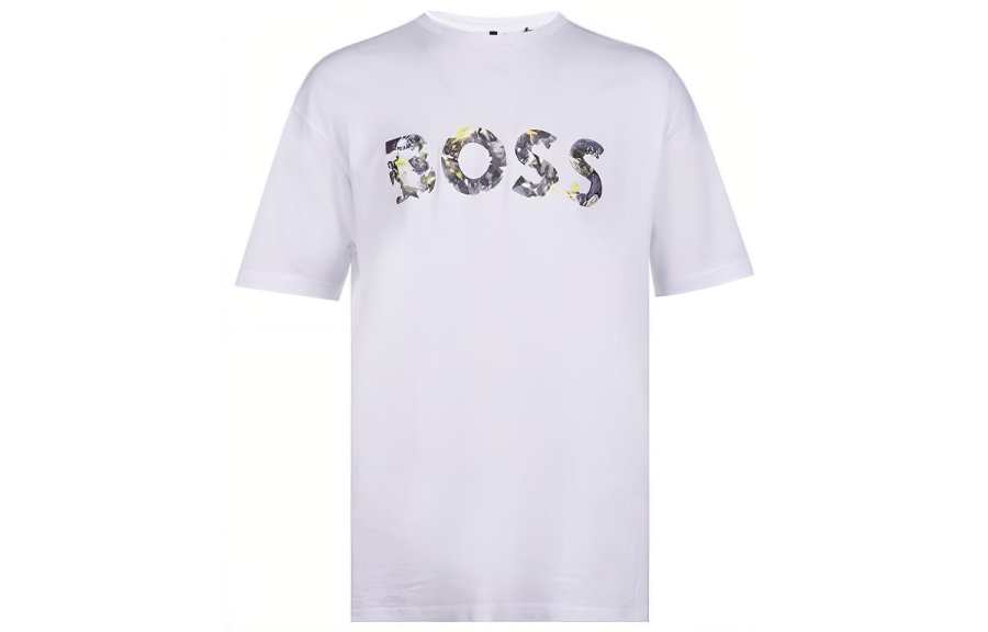 HUGO BOSS T Shirts Men's White Crew Neck Moderate Straight Fit
