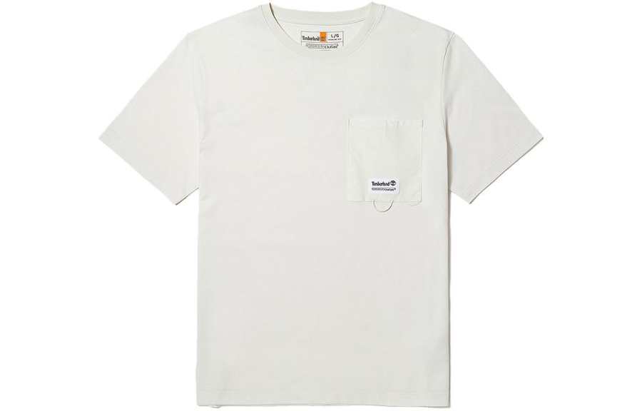 Timberland T Shirts Men's Vintage White Crew Neck Moderate Straight Fit