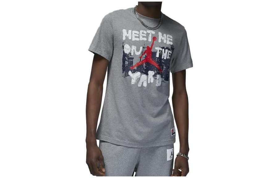 Nike Nike T Shirts Men's Gray Crew Neck Moderate Straight Fit