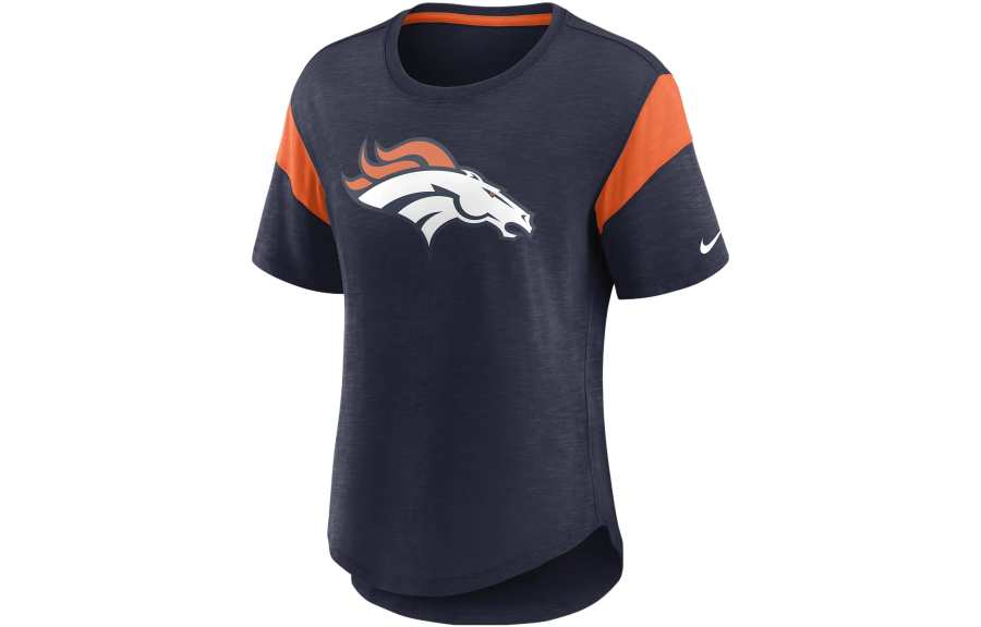 Nike Nike T Shirts Men's Marine Blue/Orange Crew Neck Moderate Straight Fit
