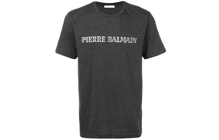 BALMAIN T Shirts Men's Gray Crew Neck Moderate Straight Fit