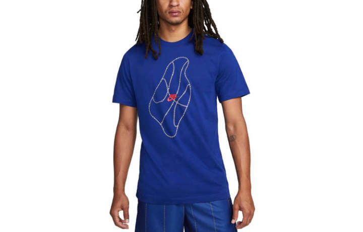 Nike Nike Dri Fit T Shirts Men's Blue Crew Neck Moderate Straight Fit
