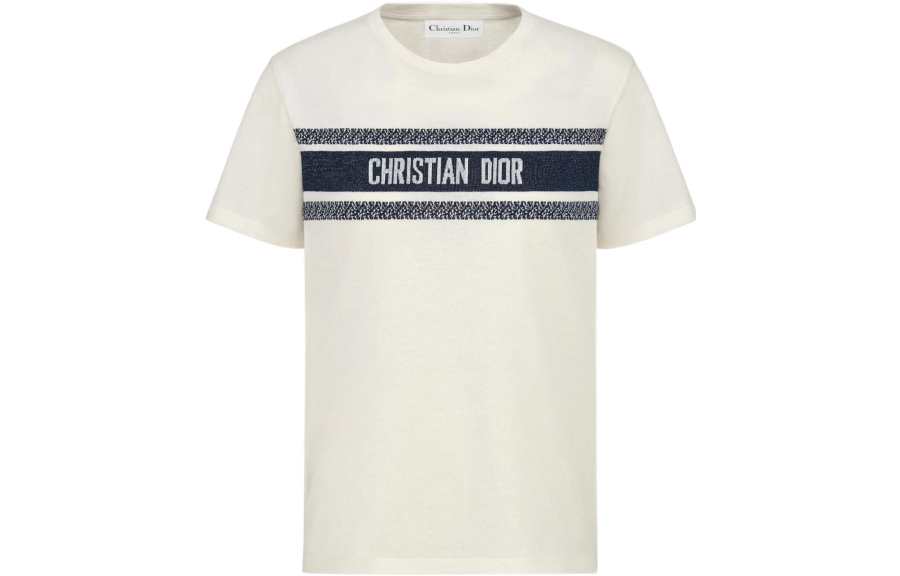 DIOR Quarterly New Products T Shirts Unisex White Crew Neck Moderate Straight Fit