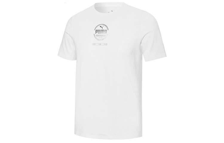 PUMA T Shirts Men's White Crew Neck Moderate Straight Fit