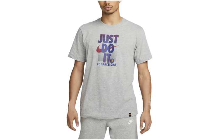 Nike Nike T Shirts Men's Gray Crew Neck Moderate Straight Fit