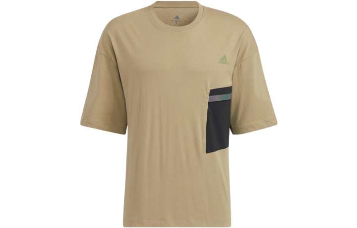 Adidas Adidas Drop Shoulder Sleeve T Shirt Unisex Khaki