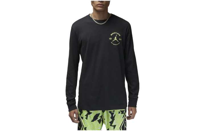 Jordan Jordan T Shirts Men's Black Crew Neck Moderate Straight Fit