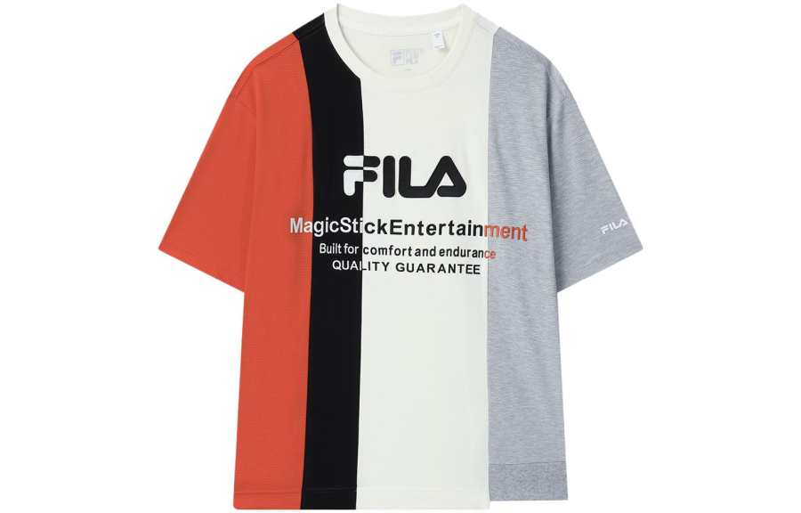 FILA T Shirts Men's Dark Orange Crew Neck Moderate Straight Fit