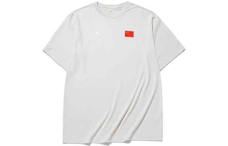 ANTA National Flag T Shirts Unisex Gray Crew Neck Moderate Straight Fit
