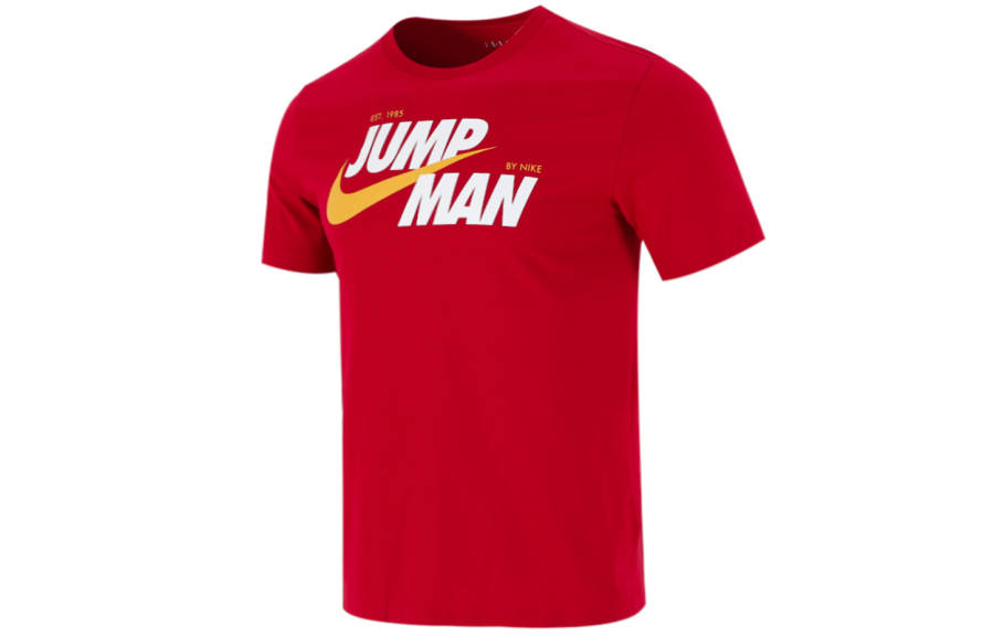 Jordan Jordan T Shirts Men's Red Crew Neck Moderate Straight Fit