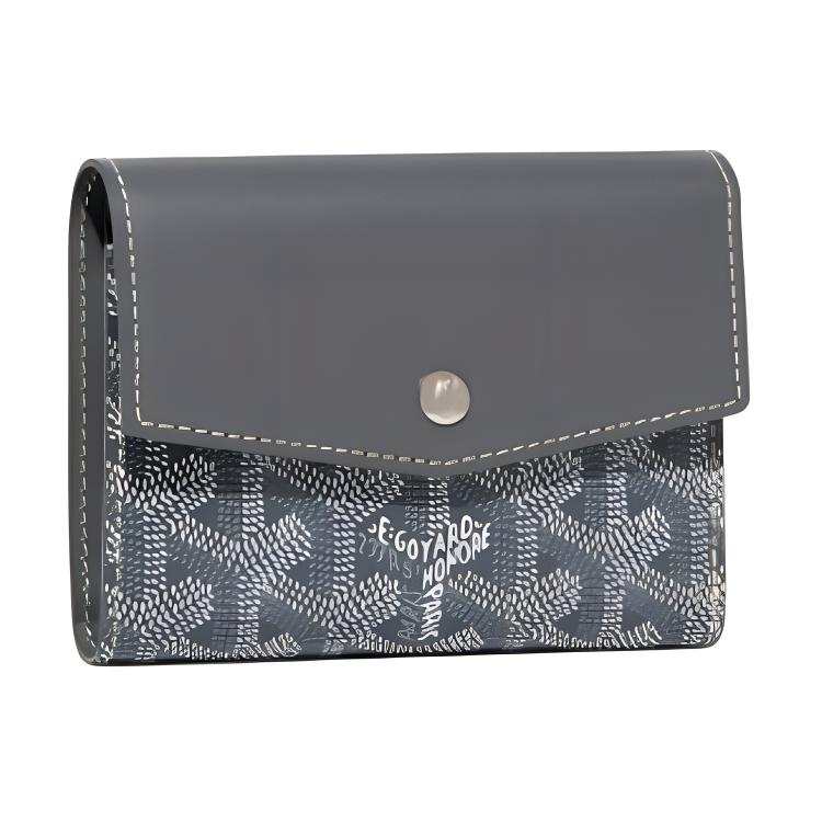 GOYARD Canvas With Calfskin Wallet Unisex Gray