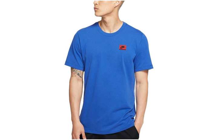 Nike Nike T Shirts Men's Blue Crew Neck Moderate Straight Fit
