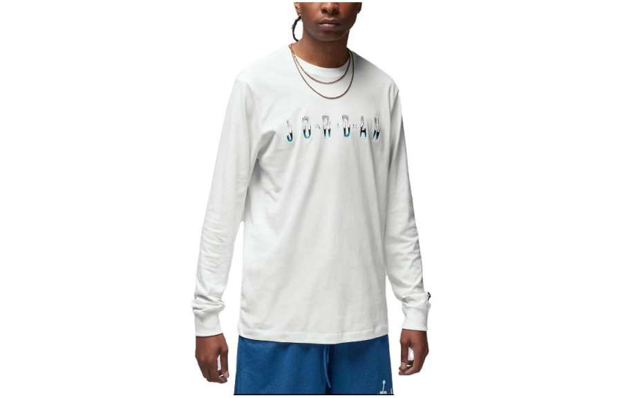 Jordan Jordan T Shirts Men's White Crew Neck Moderate Straight Fit