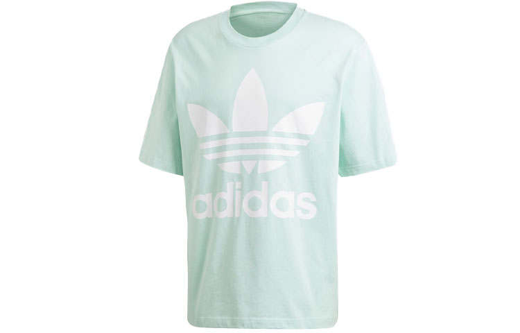 Adidas Originals T Shirts Men's Mint Green Crew Neck Moderate Straight Fit