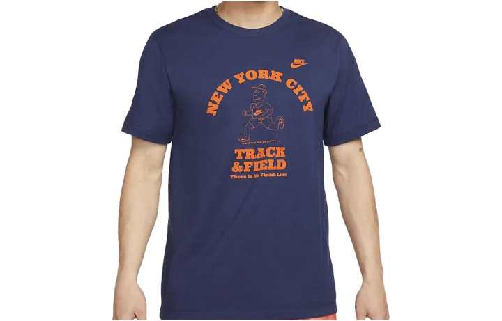 Nike Nike T Shirts Men's Marine Blue Crew Neck Moderate Straight Fit