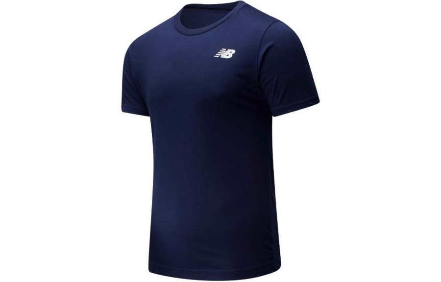 New Balance New Balance T Shirts Men's Navy Blue Crew Neck Moderate Straight Fit