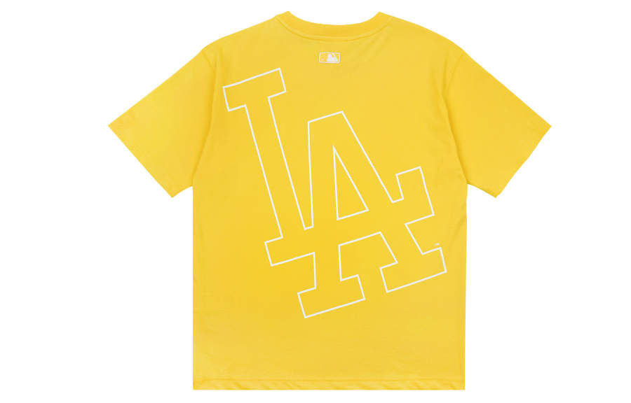 MLB Los Angeles Dodgers T Shirts Unisex Yellow Crew Neck Moderate Straight Fit