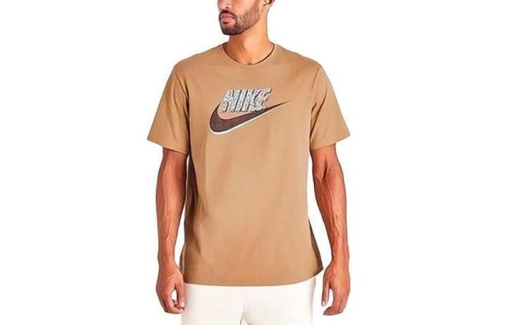 Nike Nike T Shirts Men's Brown Crew Neck Moderate Straight Fit