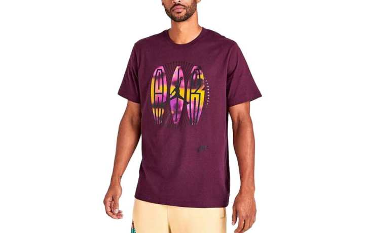 Jordan Jordan T Shirts Men's Burgundy Crew Neck Moderate