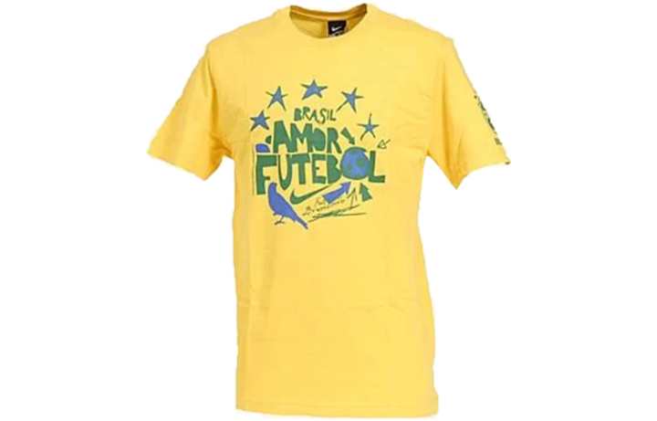 Nike Nike T Shirts Men's Yellow Crew Neck Moderate Straight Fit